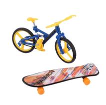 Kit Bicicleta de Dedo Bike Colorido + Mini Skate Acessórios Brinquedo Infantil para Crianças Esportivo Plastico - LVO