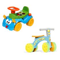 Kit Bicicleta Equilíbrio Infantil 4 Rodas+Totokinha Motoca Didática