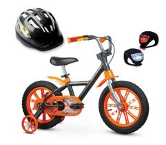 Kit Bicicleta Infantil Aro 14 First Pro Masculina + Capacete + Sinalizador LED - CALOI