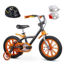 Kit Bicicleta Infantil Aro 14 First Pro Masculina + Capacete + Sinalizador LED - NATHOR