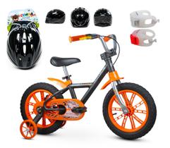 Kit Bicicleta Infantil Aro 14 First Pro Masculina + Capacete + Sinalizador LED - NATHOR