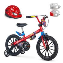 Kit Bicicleta Infantil Aro 16 Spiderman + Capacete + Sinalizador LED