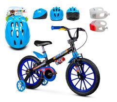 Kit Bicicleta Infantil Aro 16 Tech Boys + Capacete + Sinalizador LED - NATHOR