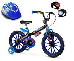 Kit Bicicleta Infantil Aro 16 Tech Boys + Capacete + Sinalizador LED
