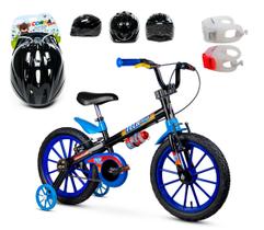 Kit Bicicleta Infantil Aro 16 Tech Boys + Capacete + Sinalizador LED