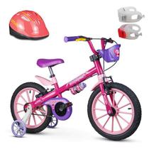 Kit Bicicleta Infantil Aro 16 Top Girls + Capacete Coral+ Sinalizador LED