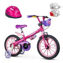 Kit Bicicleta Infantil Aro 16 Top Girls + Capacete + Sinalizador LED - NATHOR