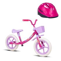 Kit Bicicleta Infantil Balance Push Pink E Lilás E Capacete