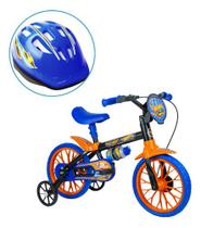 Kit Bicicleta Infantil Hot Wheels Aro 12 Nathor E Capacete