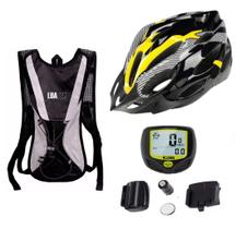 Kit Bicicleta Mochila Hidratação + Capacete + Computer Bike Velocímetro - LuaTek Sport