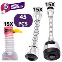 Kit Bico Arejador Torneira Extensor Flexível Duplo Jato Prolongador Giratório 360º 3 Modelos Casa Kit Bico Arejador Torneira Extensor Flexível Duplo Jato Prolongador Giratório 360º 3 Modelos Casa