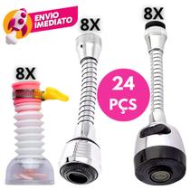 Kit Bico Arejador Torneira Extensor Flexível Duplo Jato Prolongador Giratório 360º 3 Modelos Kit Bico Arejador Torneira Extensor Flexível Duplo Jato Prolongador Giratório 360º 3 Modelos