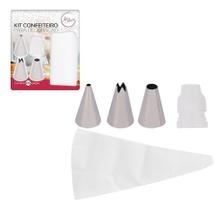 Kit Bico Confeiteiro Inox Decorador Bolo 5 peças Confeitar Saco Confeiteiro Bolo Tortas - Art House
