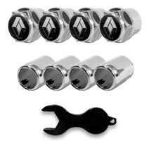 Kit Bico De Pneu Capa Válvula Antifurto Renault Cromado