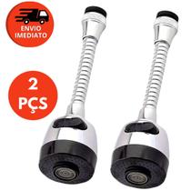 Kit Bico Extensor Torneira Duplo Jato 360 Adaptador Flexível Arejador Cromado Pia Cozinha Banheiro