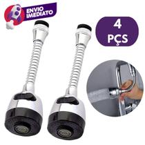 Kit Bico Extensor Torneira Duplo Jato 360 Adaptador Flexível Arejador Cromado Pia Cozinha Banheiro