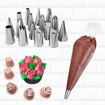Kit Bicos Confeitar Inox Russo Saco Confeiteiro Descartável