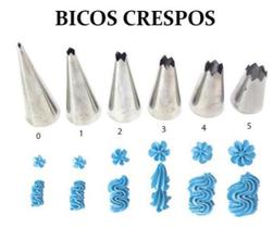 Kit Bicos Crespos Inox Para Decoração Bolos - 6 Peças Kit Bicos Crespos Inox Para Decoração Bolos - 6 Peças