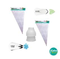 Kit Bicos De Confeitar Cake Brasil 1m E 113+ Adap. + 02 Sacos Conf.