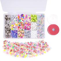 Kit Bijuteria Pulseira Colares Miçangas Diversas Fimo 2600 Pçs + Caixa Divisória