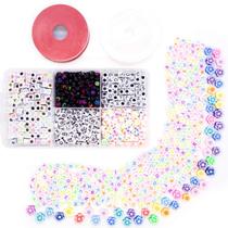 Kit Bijuteria Pulseira Dadinho Letras 1000 Pçs + Caixa Divisória Miçangas