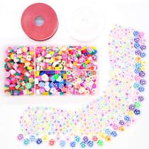 Kit Bijuteria Pulseira Fimo 1500 Pçs + Caixa Divisória Colar Miçanga