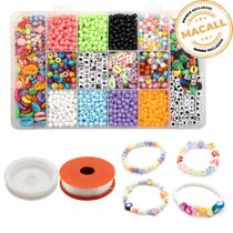 Kit Bijuteria Pulseira Miçangas Diversas 1600 Pçs + Caixa Divisória Miçanga