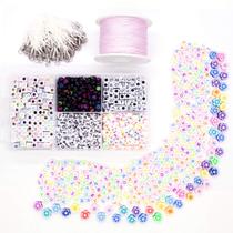 Kit Bijuteria Strap Phone Dadinho Letras 500 Pçs + Caixa Divisória Miçanga