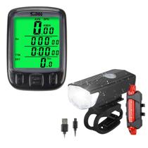 Kit Bike 3 itens Velocímetro 27 funções + Lanterna Frontal eTraseira Acessórios de Ciclismo Kit Bike 3 itens Velocímetro 27 funções + Lanterna Frontal eTraseira Acessórios de Ciclismo