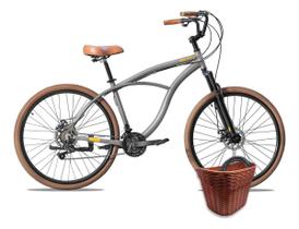 Kit bike blitz terral beach cruiser 21v + cestinha e cadeados