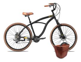 Kit bike blitz terral beach cruiser 21v + cestinha e cadeados
