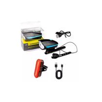 Kit Bike Farol Lanterna + Sinalizador Pisca Vermelho Usb