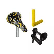 Kit Bike Selim Infantil Aro 12 16 20 Manopla Buzina Mini