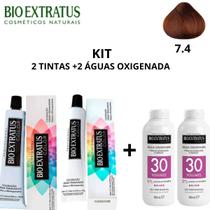 Kit bio extratus 2 tintas 7.4 +2 aguas oxigenada 30 volumes