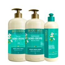 Kit Bio Extratus Cachos & Crespos Abissínia e Rícino Shampoo Condicionador e Finalizador G (3 produtos)
