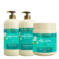 Kit Bio Extratus Cachos & Crespos Abissínia e Rícino Shampoo Condicionador e Máscara (3 produtos)