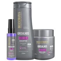 Kit Bio Extratus Grisalhos desamarelador Shampoo 250ml + Máscara 250g + Sérum 55ml Kit Bio Extratus Grisalhos desamarelador Shampoo 250ml + Máscara 250g + Sérum 55ml