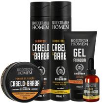 Kit Bio Extratus Homem Cabelo & Barba Shampoo 300ml + Condicionador 300ml + Óleo 40ml + Pomada 65g + Gel 150g