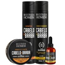 Kit Bio Extratus Homem Cabelo & Barba Shampoo 300ml + Condicionador 300ml + Óleo 40ml + Pomada 65g