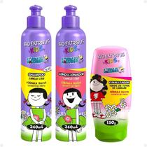 Kit Bio Extratus Kids A Turma do Maluquinho Lisos: Shampoo, Condicionador e Finalizador