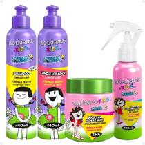 Kit Bio Extratus Kids A Turma do Maluquinho Lisos: Shampoo, Condicionador, Máscara e Spray