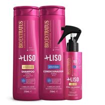 Kit Bio Extratus +Liso Shampoo 350ml + Condicionador 350ml + Spray pré-escova 100ml