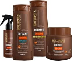 Kit Bio Extratus Queravit Shampoo Condicionador 250ml Máscara 250g Mega Spray Kit Bio Extratus Queravit Shampoo Condicionador 250ml Máscara 250g Mega Spray