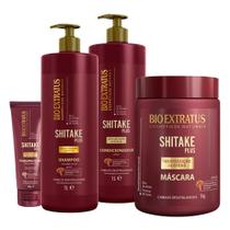 Kit Bio Extratus Shitake Plus Reconstrução Nutritiva Shampoo Condicionador Máscara 1L/Kg Finalizador 200g Kit Bio Extratus Shitake Plus Reconstrução Nutritiva Shampoo Condicionador Máscara 1L/Kg Finalizador 200g