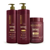 Kit Bio Extratus Shitake Plus Shampoo Condicionador Máscara 1L/Kg Kit Bio Extratus Shitake Plus Shampoo Condicionador Máscara 1L/Kg