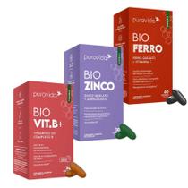 Kit bio vit b+ bio zinco e bio ferro - pura vida minerais