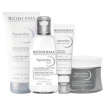 Kit Bioderma Pigmentbio - Sabonete Esfoliante e Água Micelar e Gel Creme Daily Care FPS 50+ e Creme Clareador Facial Noturno