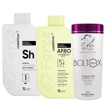 Kit Bioplastia Afro Coffee 1L e Boltox Argan 1Kg Force Liso Tratamento e Brilho