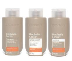 Kit Bioplastia Capilar Shampoo, Condiconador e Leave-in Dicolore Cabelos Pós Químicas progressivas ou com volumes Kit Bioplastia Capilar Shampoo, Condiconador e Leave-in Dicolore Cabelos Pós Químicas progressivas ou com volumes