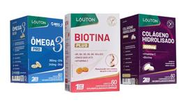Kit Biotina Plus Ômega 3 Colágeno Hidrolisado 60 cápsulas Lauton Kit Biotina Plus Ômega 3 Colágeno Hidrolisado 60 cápsulas Lauton